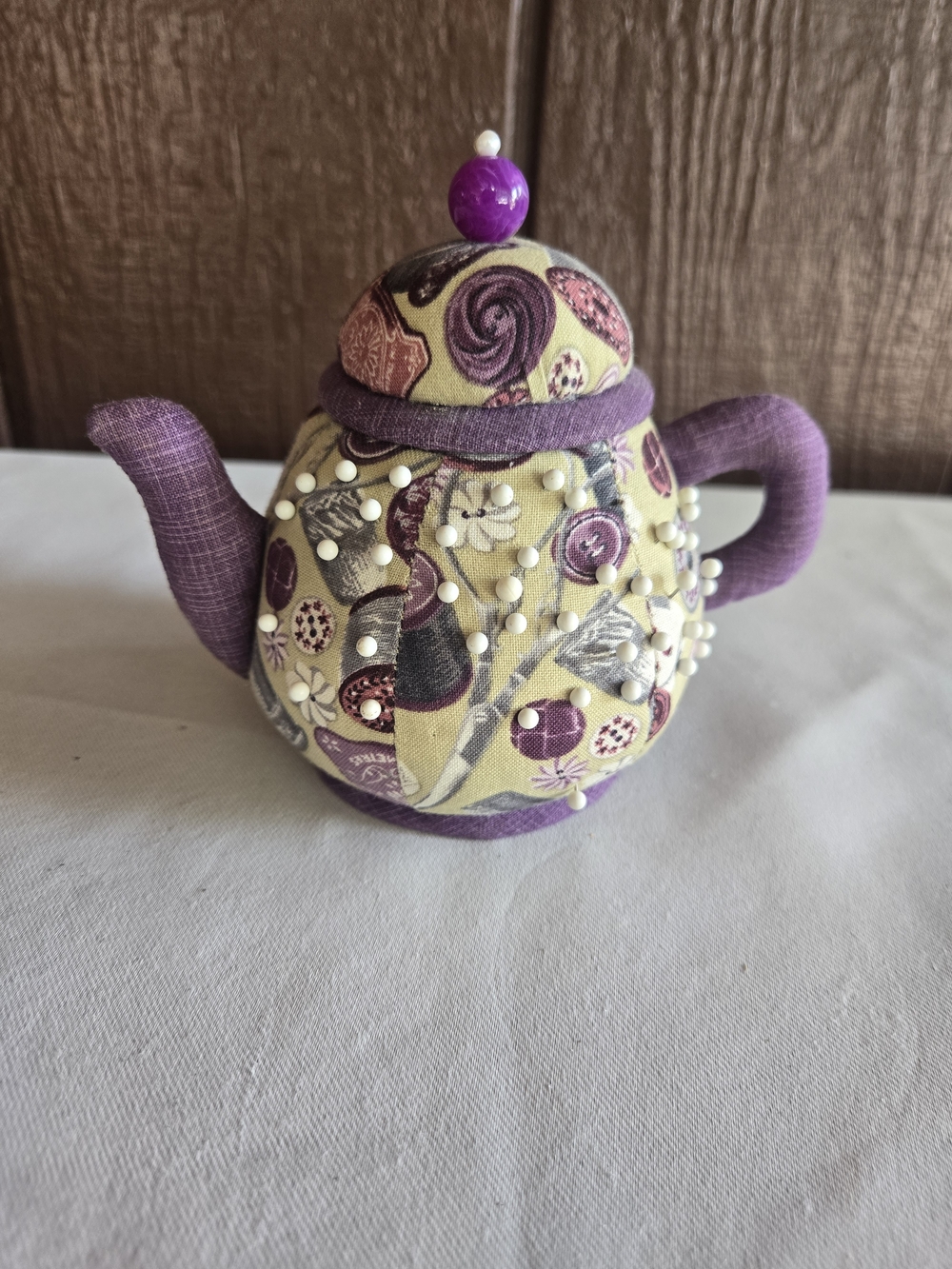 Floral Teapot Pin Cushion With Storage Under Lid